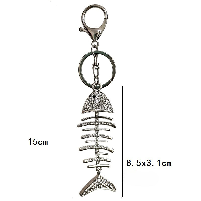Wholesale Diamond Inlaid Fish Bone Zinc Alloy Keychain